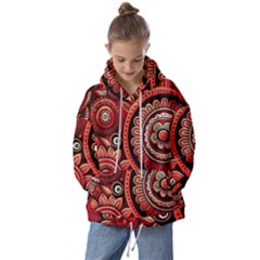 Bohemian Vibes In Vibrant Red Kids  Oversized Hoodie by HWDesign