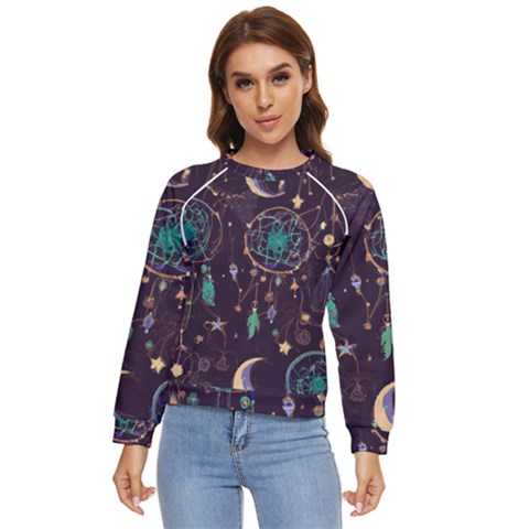 Bohemian  Stars, Moons, And Dreamcatchers Women s Long Sleeve Raglan Tee by HWDesign