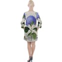 Blue Hydrangea Flower Painting Vintage Shabby Chic Dragonflies Open Neck Shift Dress View2