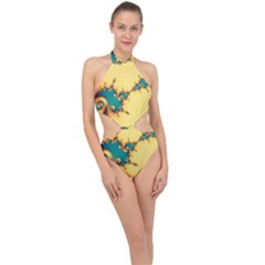 Fractal Art Fractals Digital Art Halter Side Cut Swimsuit