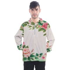 Watercolor Flower Men s Half Zip Pullover by artworkshop