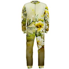 Watercolor Yellow And-white Flower Background Onepiece Jumpsuit (men) by artworkshop