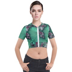 Fractal Spiral Template Abstract Background Design Short Sleeve Cropped Jacket by Ravend