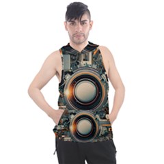 Illustrations Technology Robot Internet Processor Men s Sleeveless Hoodie by Ravend