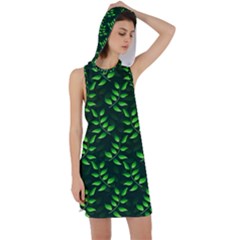 Branches Nature Green Leaves Sheet Racer Back Hoodie Dress by Ravend
