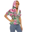 Cute watercolor flowers and foliage Lightweight Drawstring Hooded Top View3