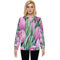 Cheerful Watercolor Flowers Hidden Pocket Sweatshirt by GardenOfOphir