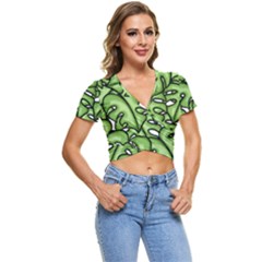 Leaves Nature Monstera Seamless Pattern Repeating Short Sleeve Foldover Tee by Ravend