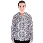 Flower Art Decorative Mandala Pattern Ornamental Women s Zipper Hoodie