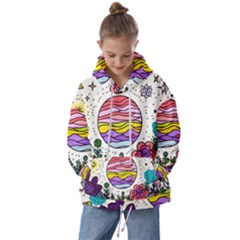 Rainbow Fun Cute Minimal Doodle Drawing Unique Kids  Oversized Hoodie by Ravend