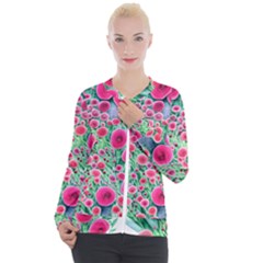 Bounty Of Brilliant Blooming Blossoms Casual Zip Up Jacket by GardenOfOphir