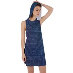 Circuit Board Circuits Mother Board Computer Chip Racer Back Hoodie Dress by Ravend