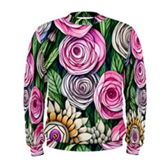 Breathtaking Bright Brilliant Watercolor Flowers Men s Sweatshirt by GardenOfOphir