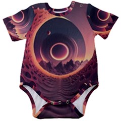 Ai Generated Swirl Space Design Fractal Light 3d Art Baby Short Sleeve Bodysuit by Ravend