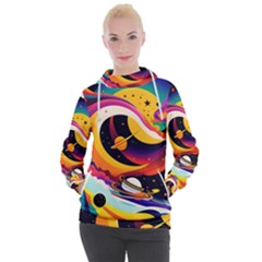 Ai Generated Moon Art Design Graphic Shape Women s Hooded Pullover by Ravend