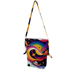 Ai Generated Moon Art Design Graphic Shape Folding Shoulder Bag