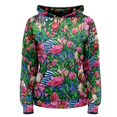 Dazzling Watercolor Flowers Women s Pullover Hoodie by GardenOfOphir