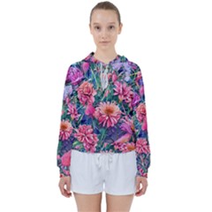 Retro Floral Women s Tie Up Sweat by GardenOfOphir
