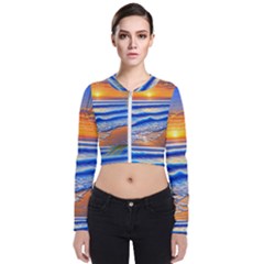 Summer Sunset Surf Long Sleeve Zip Up Bomber Jacket by GardenOfOphir