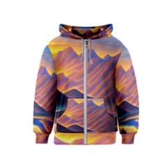 Great Sunset Kids  Zipper Hoodie by GardenOfOphir