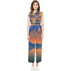 Glorious Sunset Women s Frill Top Chiffon Jumpsuit by GardenOfOphir