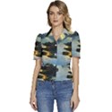 Incredible Sunset Puffed Short Sleeve Button Up Jacket View1