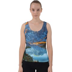 Majestic Lake Landscape Velvet Tank Top by GardenOfOphir
