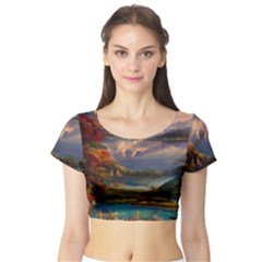 Summer Sunset Short Sleeve Crop Top