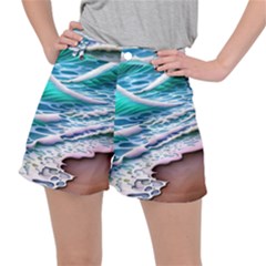 Shore Blue Ocean Waves Ripstop Shorts by GardenOfOphir