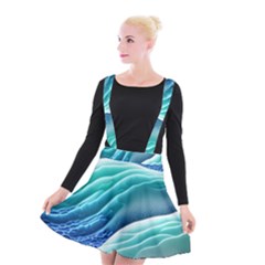 Pastel Beach Wave I Suspender Skater Skirt by GardenOfOphir