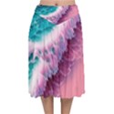 Summer Waves In Pink Ii Velvet Flared Midi Skirt View1