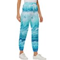 Blue Ocean Wave Watercolor Ii Cropped Drawstring Pants View3