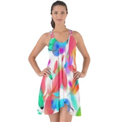 Feathers Pattern Background Colorful Plumage Show Some Back Chiffon Dress by Ravend