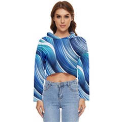 Sunny Ocean Wave Women s Lightweight Cropped Hoodie