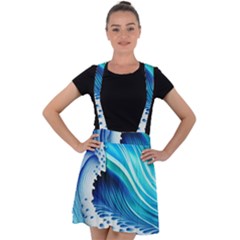 Blue Water Reflections Velvet Suspender Skater Skirt by GardenOfOphir