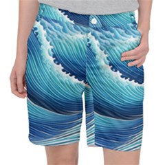 Simple Summer Wave Pattern Pocket Shorts by GardenOfOphir