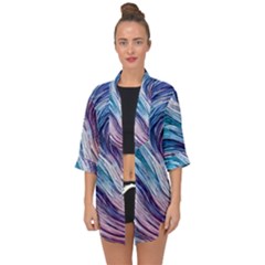 Abstract Pastel Ocean Waves Open Front Chiffon Kimono by GardenOfOphir