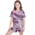 Abstract Pink Ocean Waves Kids  Tee And Sports Shorts Set View1