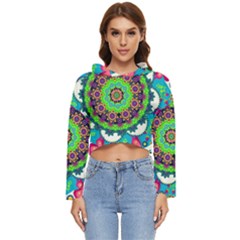 Artistic Pattern Mandala Women s Lightweight Cropped Hoodie by Jancukart
