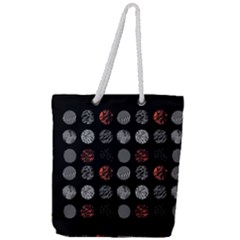 Black And Multicolored Polka Dot Artwork Digital Art Full Print Rope Handle Tote (large) by Jancukart