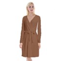 Toffee Brown	 - 	Long Sleeve Velvet Front Wrap Dress View1