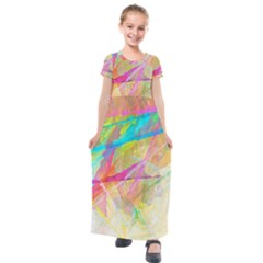 Abstract-14 Kids  Short Sleeve Maxi Dress