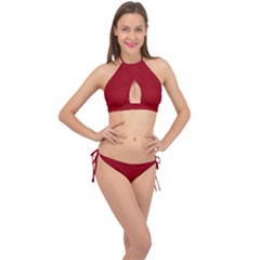 Red Wine	 - 	cross Front Halter Bikini Set by ColorfulSwimWear