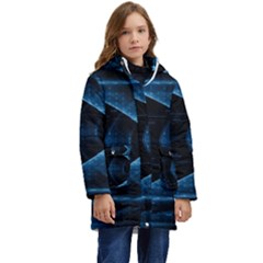 Technology Digital Business Polygon Geometric Kid s Hooded Longline Puffer Jacket by Ravend
