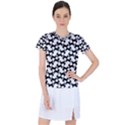 Playful Pups Black and White Pattern Women s Sports Top View1