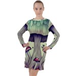 Toadstool Charm For Necromancy And Wizardry Long Sleeve Hoodie Dress