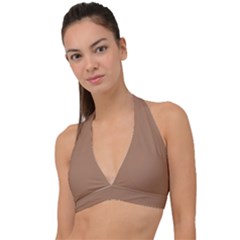French Beige	 - 	halter Plunge Bikini Top