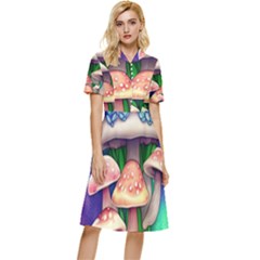 Fairy Mushroom In The Forest Button Top Knee Length Dress by GardenOfOphir
