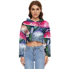 Foraging Mushroom Women s Lightweight Cropped Hoodie by GardenOfOphir