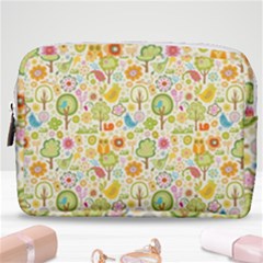 Nature Doodle Art Trees Birds Owl Children Pattern Multi Colored Make Up Pouch (medium) by Jancukart